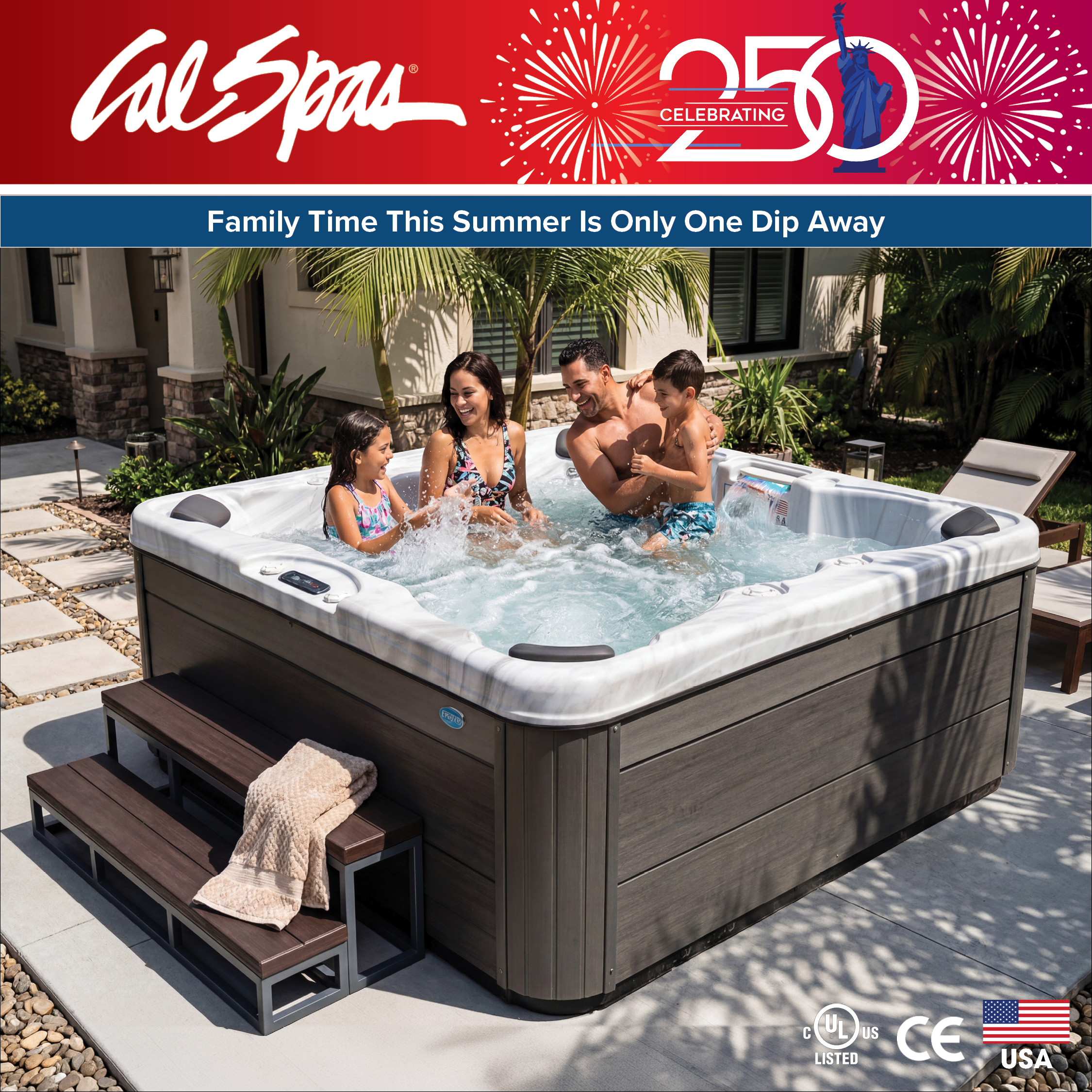 Calspas hot tub being used in a family setting - Battlecreek